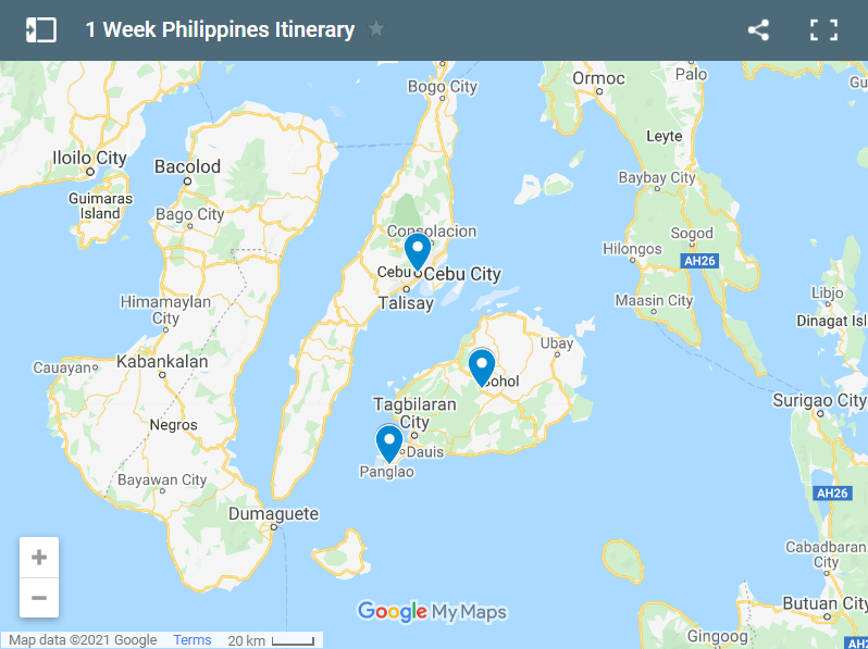 1 Week Philippines Itinerary map