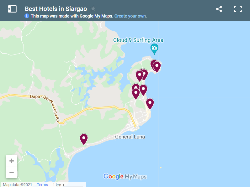 Best Resort in Siargao map