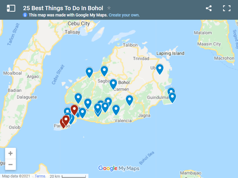 25 Best Things To Do In Bohol map