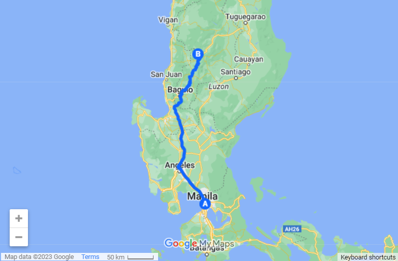 Manila To Sagada map